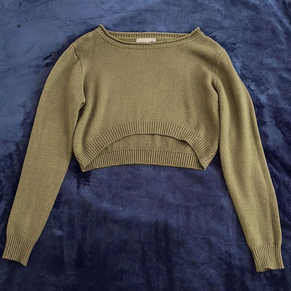 FOREST GREEN CROPPED SWEATER